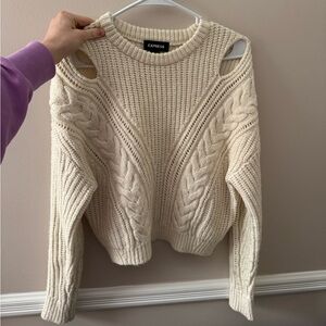 Express Ivory Cable Knit Sweater